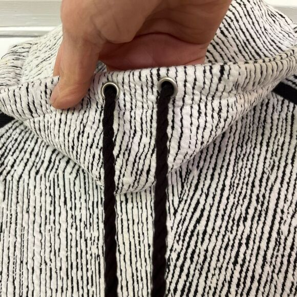 Kirkland black/white stripe cowl neck, drawstring, raglan long sleeved sweater S - Picture 6 of 7